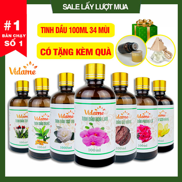 [GIÁ SỈ - KÈM QUÀ TẶNG ] 100ml tinh dầu thơm phòng VIDAME nguyên chất nhiều mùi  - dùng cho spa, khách sạn, phòng ngủ