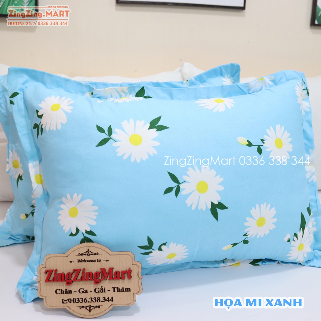 Vỏ gối nằm Họa mi xanh mẫu cotton poly(kích thước 45x65cm)