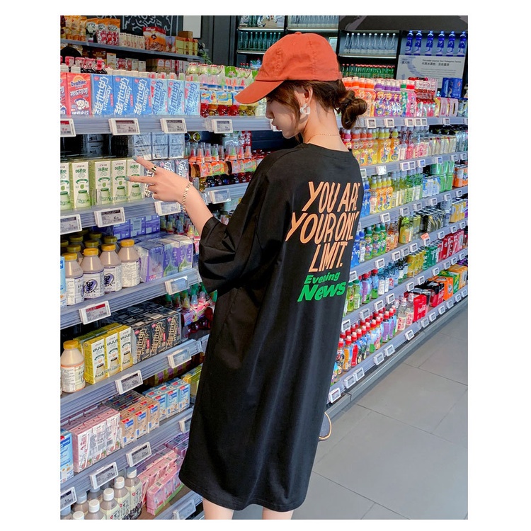 Đầm Suông Thun Tay Ngắn Dáng Rộng In News Đơn Giản  Chất Cotton Mềm Mát Tới 75kg Phong Cách  Trẻ TrungTTDS0476