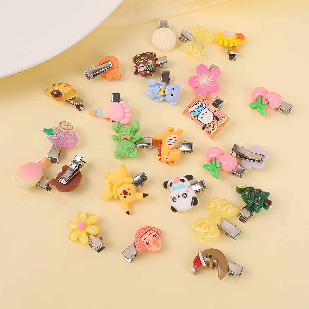 Kẹp Tóc Hoạt Hình Mini Bằng Nhựa Acrylic Màu Sắc Ngẫu Nhiên Cho Bé / Người Lớn
