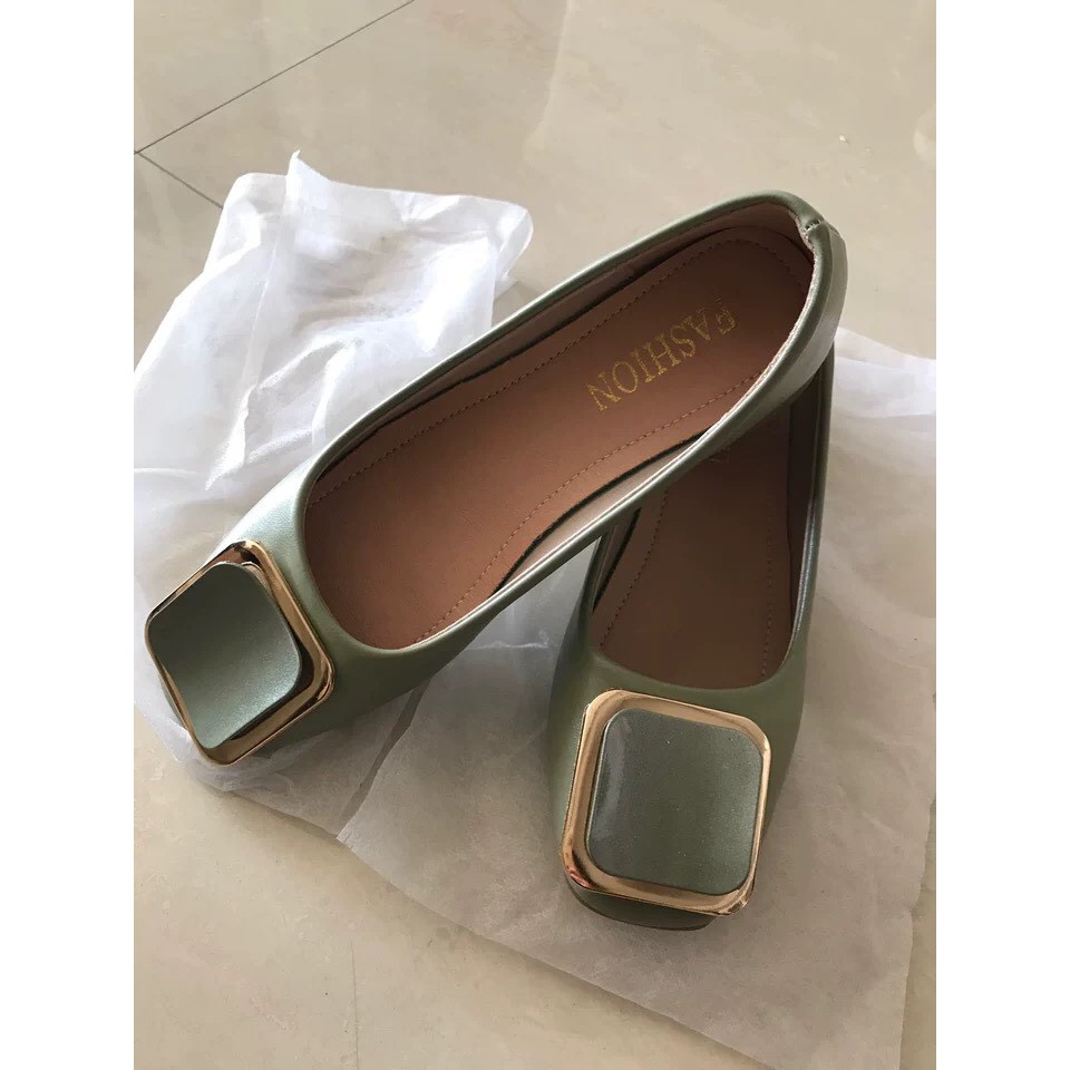 HÀNG CÓ SẴN - Giày búp bê khoá vuông gót vuông 3cm 3 màu công sở da mềm cực êm | BigBuy360 - bigbuy360.vn