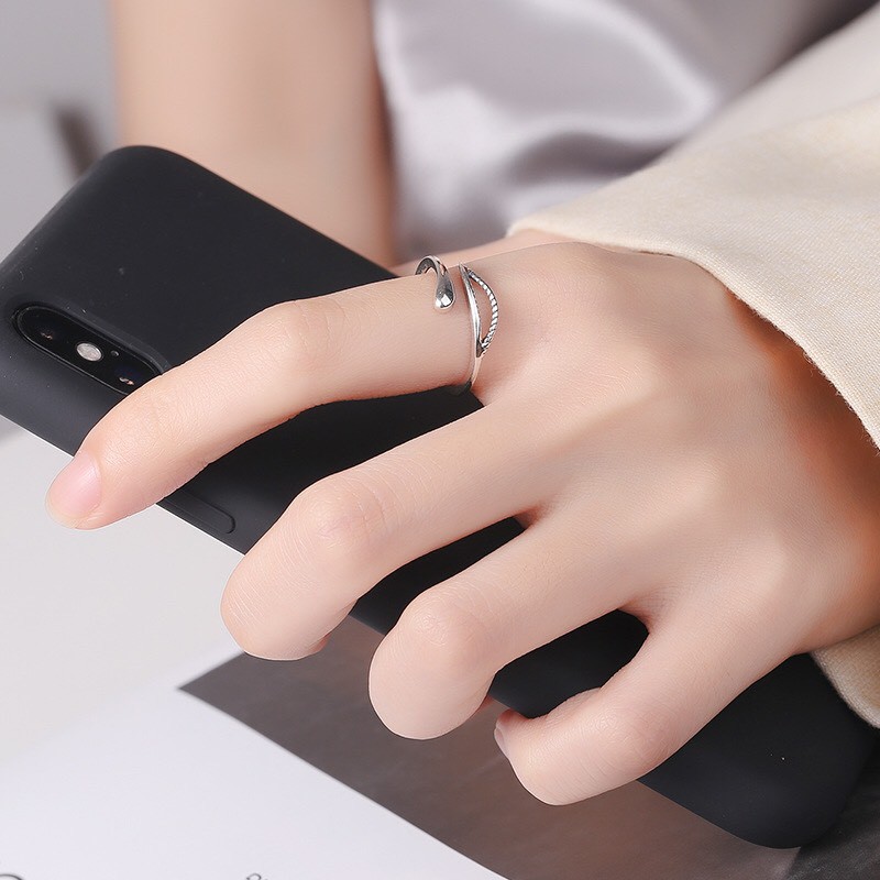 Nhẫn nữ bạc Bibi silver đính đá có thể điều chỉnh size - Nhẫn cỏ xinh xắn mã N002456