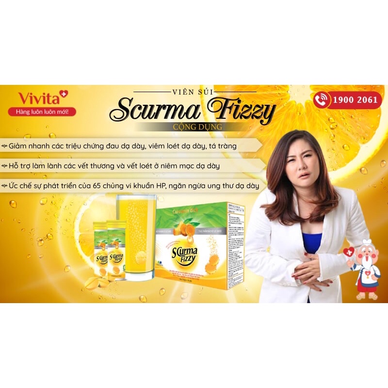 Viên Sủi Scurma Fizz - Hỗ trợ viêm loét dạ dày