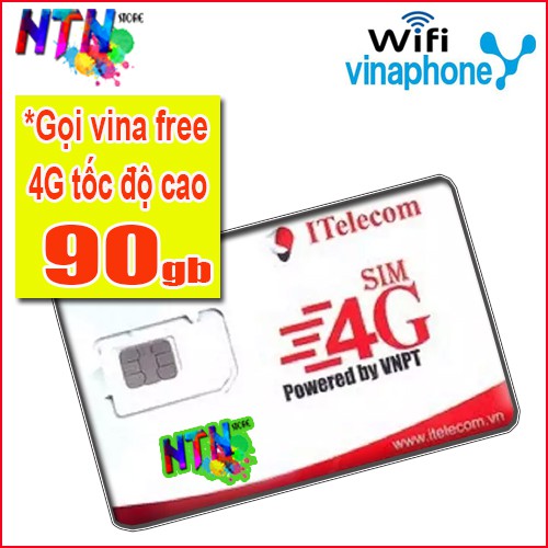 Sim 4G itel gói may💝 gọi vina miễn phí, lên mạng miễn phí 90gb giống gói 💝vina vd89