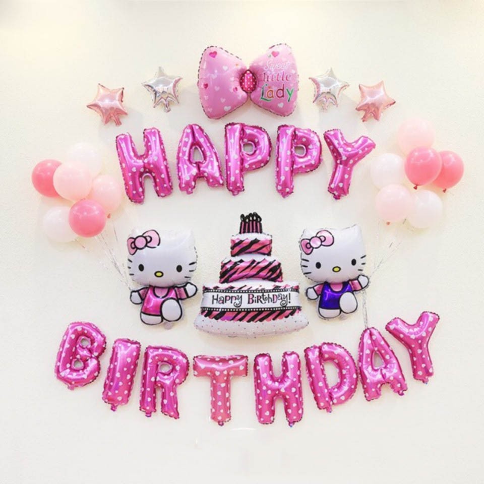 Phụ kiện bánh sinh nhật bánh kem - BỘ BÓNG CHỮ HAPPY BIRTHDAY trang trí tiệc sinh nhật cho bé