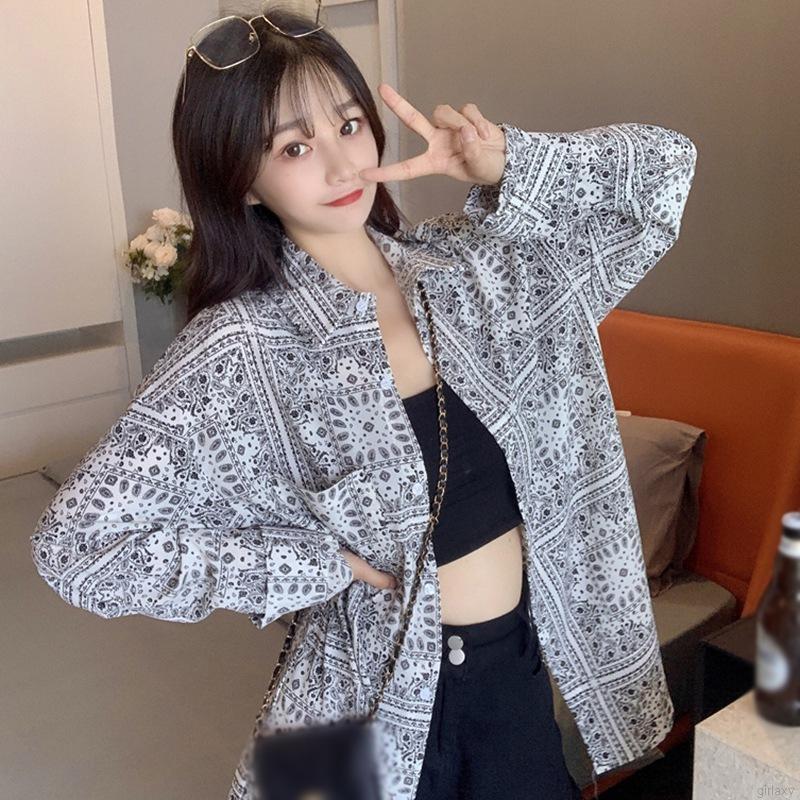 Áo sơ mi nữ tay dài dáng rộng phong cách thời trang Hàn Quốc