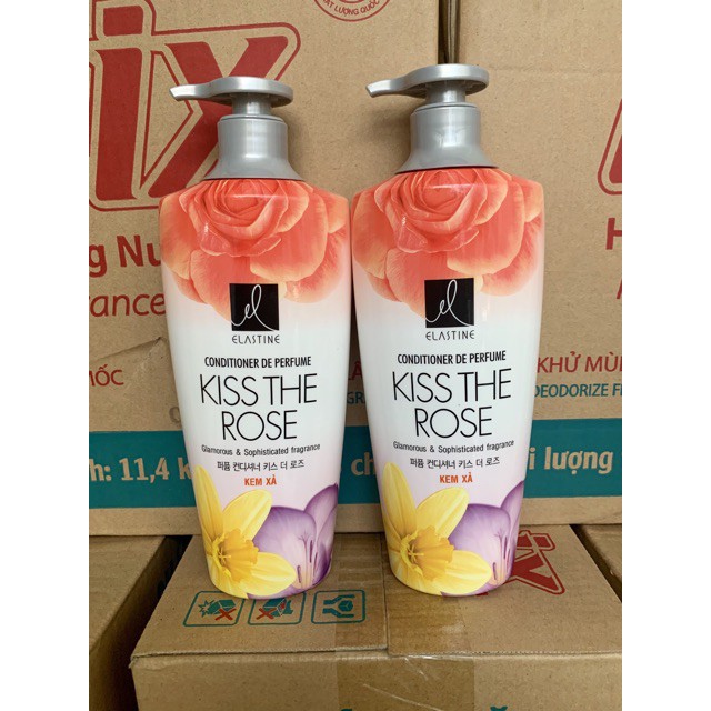 Dầu xả mượt tóc hương nước hoa Elastine Kiss The Rose 600ml