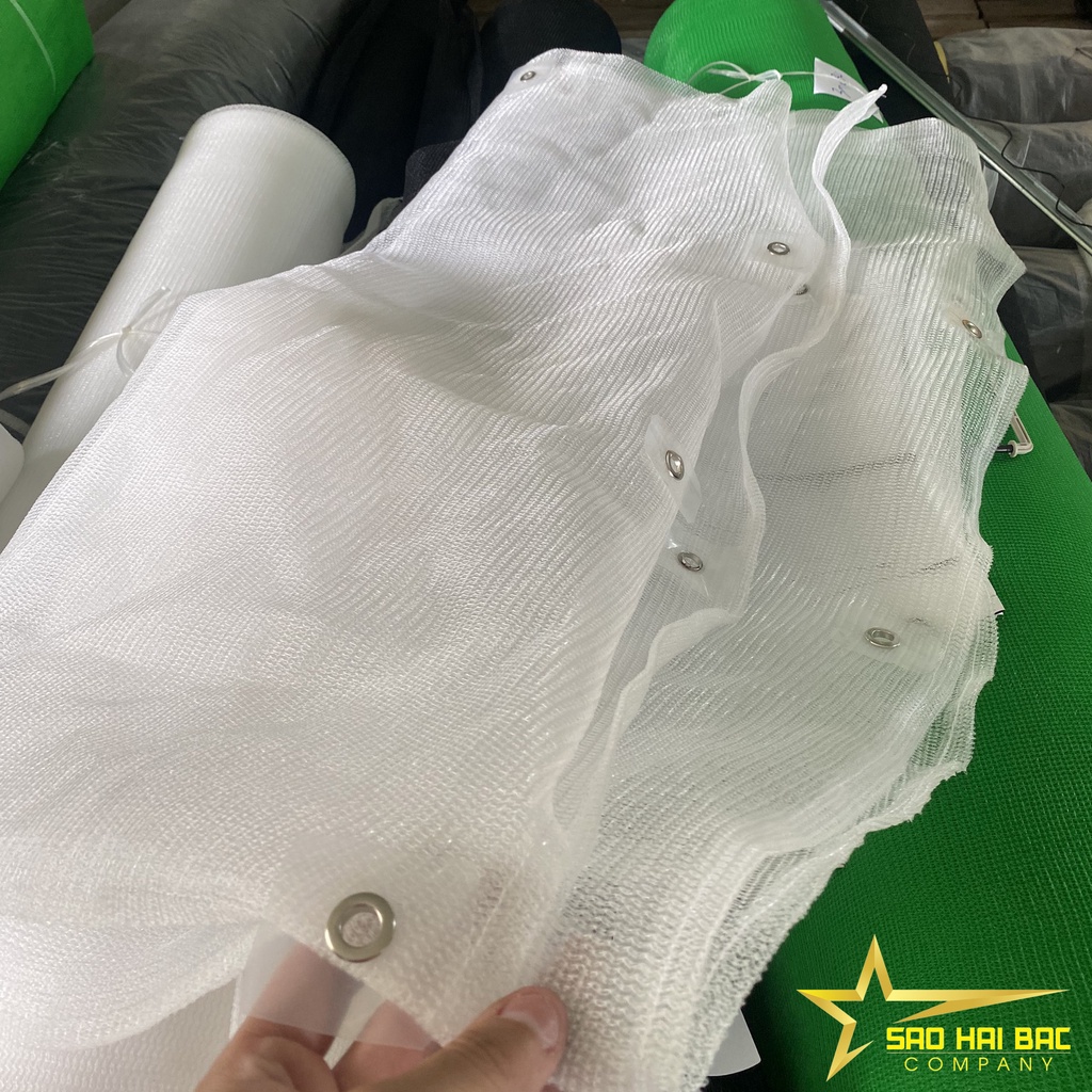 Lưới dệt kim Đài Loan che nắng màu trắng đóng khuy sẵn các khổ 1m, 2m, 3m