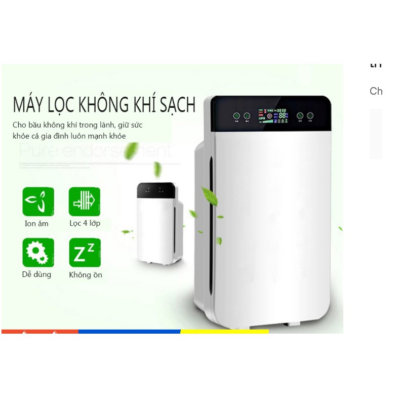 Máy lọc ion âm không khí phòng ngủ phòng khách lọc bụi mịn pm2.5 khói thuốc mùi hôi trong nhà