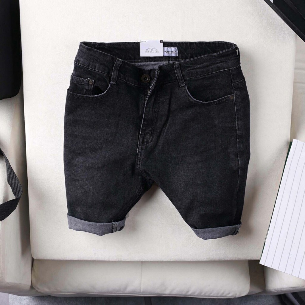 Quần Short Nam Chất Jean Co Giãn Màu Đen ,Quần Short Jean Nam thời trang cao cấp MuradFashion MS208