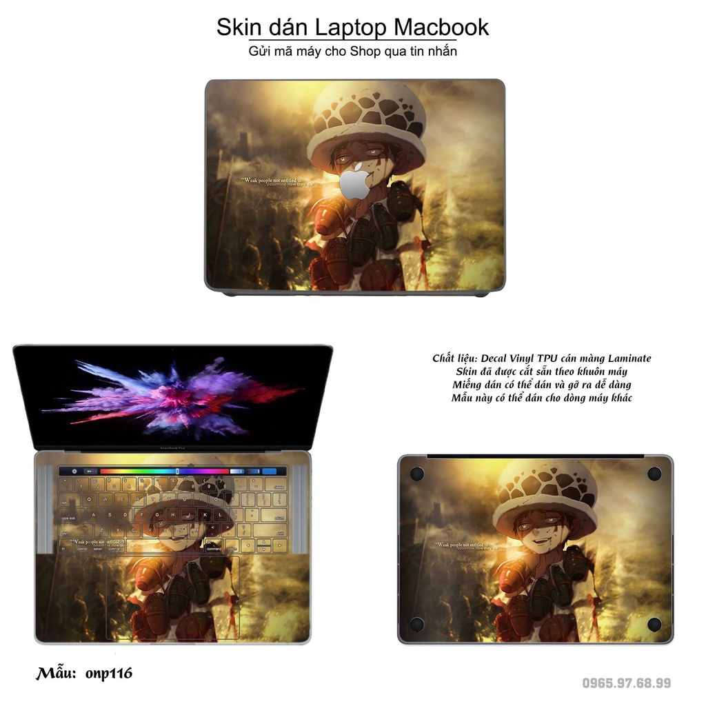 Skin dán Macbook mẫu One Piece (đã cắt sẵn, inbox mã máy cho shop)