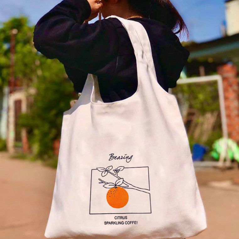 Túi tote vải Canvas đeo vai phong cách Ulzzang, vải bố form Unisex Vintage - TT10