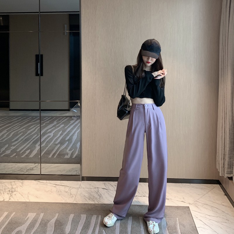 (CÓ SẴN QUẦN S) SET ÁO THUN CROP DÀI TAY QUẦN TÂY ỐNG SUÔNG ULZZANG | BigBuy360 - bigbuy360.vn