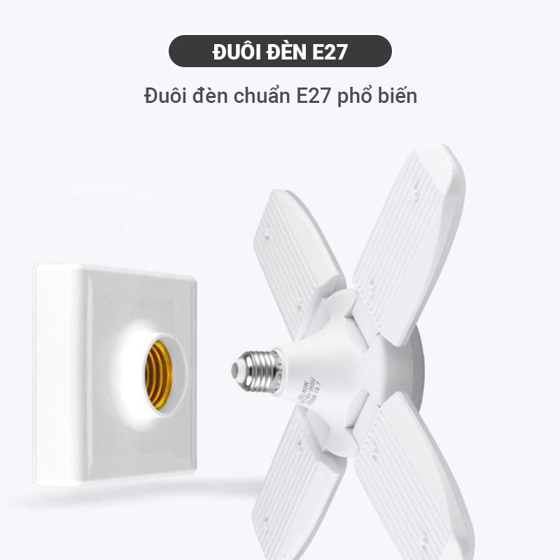 [BH 1 NĂM]Bóng đèn LED hình 4 cánh quạt BX-60 công suất 60W  tiết kiệm điện năng, tuổi thọ cao,màu sắc ánh sáng tự nhiên