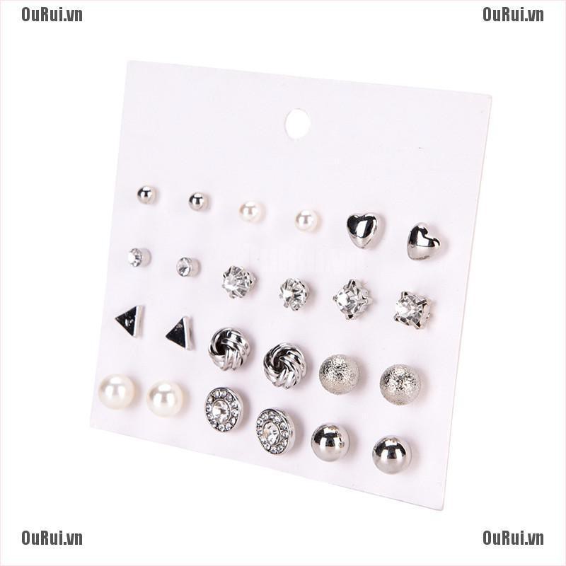 Set 12 Đôi Bông Tai Thiết Kế Xinh Xắn Thời Trang Dành Cho Nữ