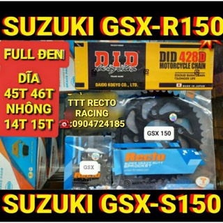 NHÔNG SÊN DĨA JAPAN GSX-R150/GSX-S150 45T 46T SÊN DID ĐEN NHÔNG 14T 15T DĨA RECTO THAILAN