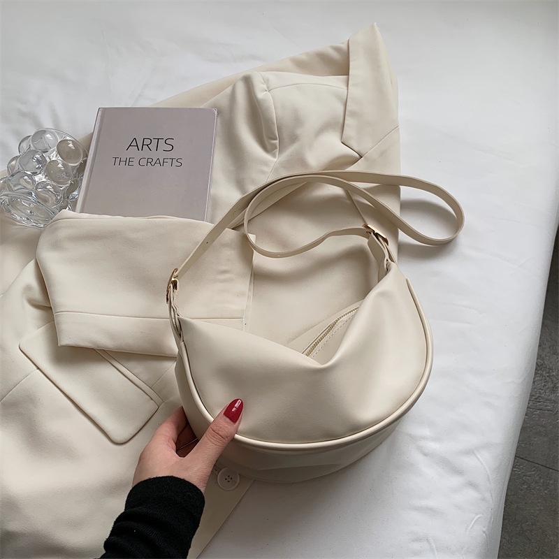 Túi đeo vai da mềm màu trơn phong cách retro Nhật Hàn thời trang mùa thu 2022