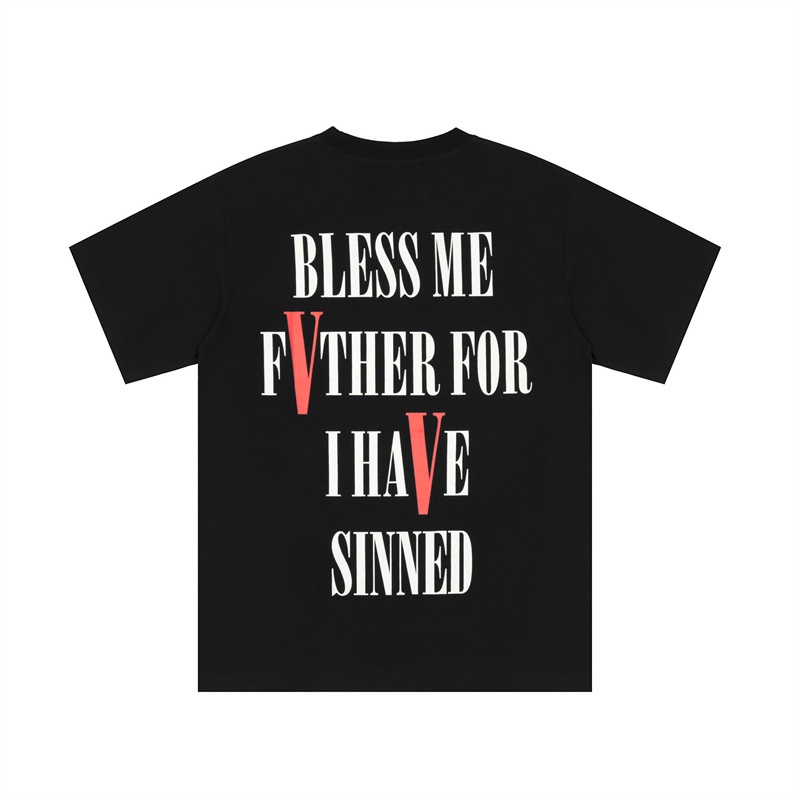 Áo Thun Cotton Tay Ngắn Dáng Rộng In Chữ Vlone Lớn Cổ Điển Thời Trang Mùa Hè Cho Học Sinh