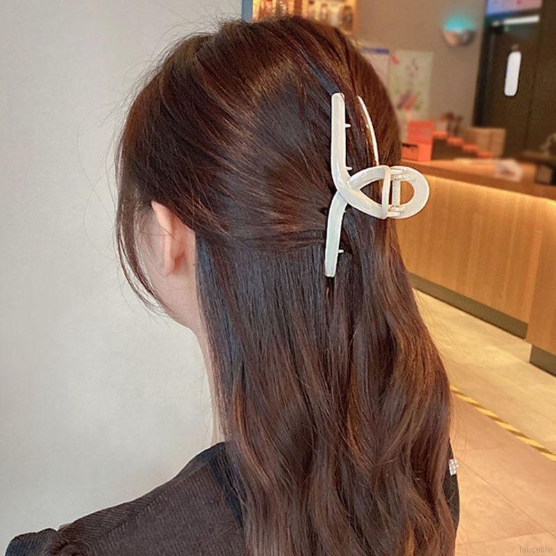 Kẹp Tóc Nhựa Màu Trơn Phong Cách Retro Thanh Lịch Cho Nữ