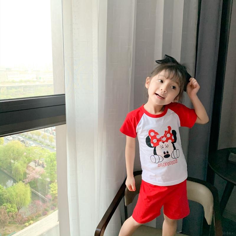 Set áo thun tay ngắn + quần short dễ thương cho bé gái