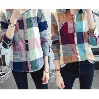 Áo sơ mi nữ tay dài kẻ carô thời trang