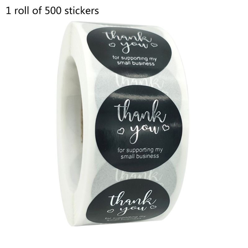 Cuộn 500 miếng dán chữ Thank you màu vàng/bạc trang trí cho cửa hàng đám cưới