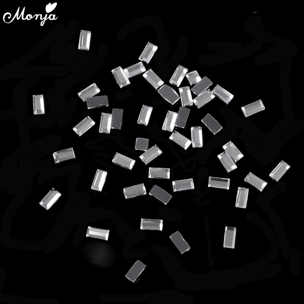 MONJA Hộp đá nhân tạo 6 ngăn 3D trong suốt trang trí móng tay nghệ thuật