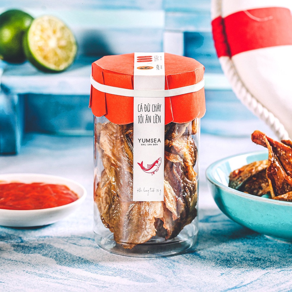 Cá đù cháy tỏi ăn liền Yumsea, 75g, hũ, mẫu tobita
