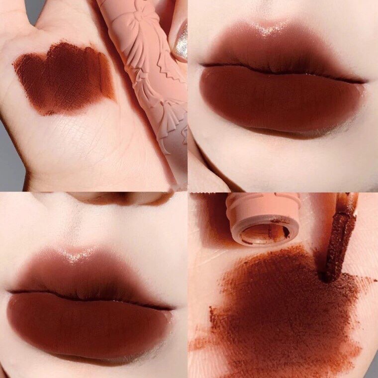 Son kem bùn GOGO TALES nơ hồng mềm mướt mịn lì Dusk Pink Fog Lip Puree lâu trôi hot trend Gogotales GT218 GOGO62