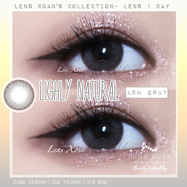 KÍNH ÁP TRÒNG 1 NGÀY LIGHLY NATURAL ASH GRAY - LENS TOWN - LENS XOẮN