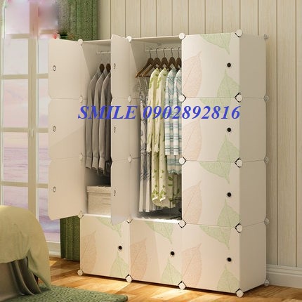 [MẪU ĐỘC] TỦ NHỰA LẮP GHÉP 12 Ô TREO ĐỒ ĐA NĂNG THÔNG MINH SÂU 47CM
