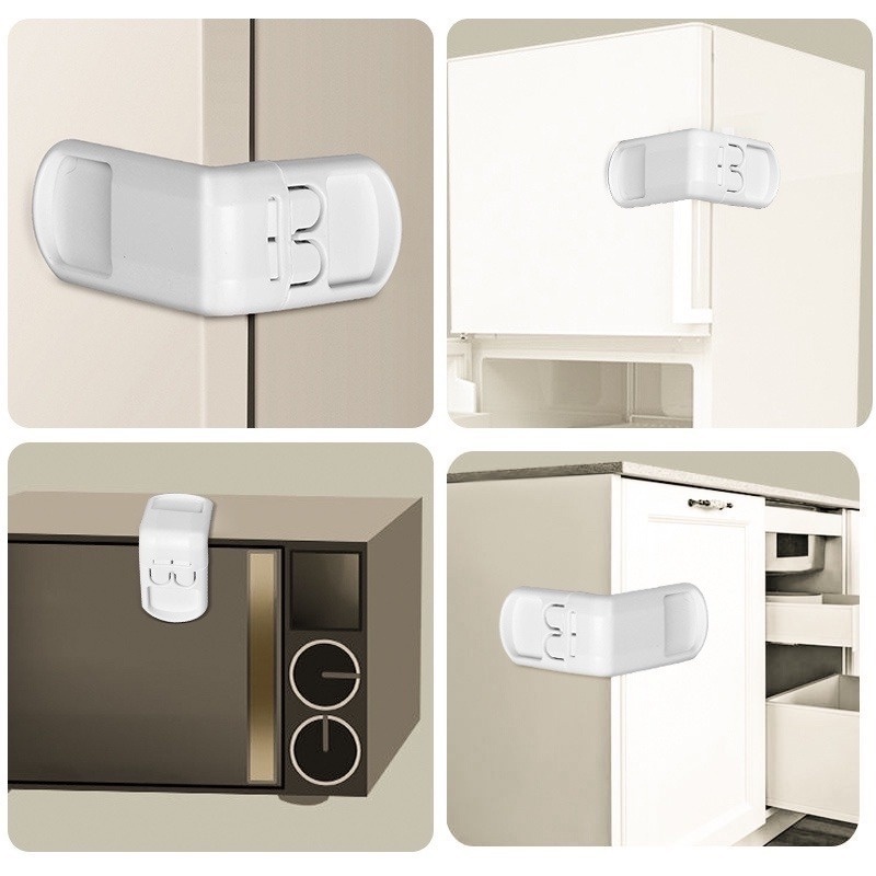1 Khóa Cửa Tủ Lạnh/Ngăn Kéo Chống Kẹp Góc Phải Đa Năng Bảo Vệ An Toàn Cho Bé