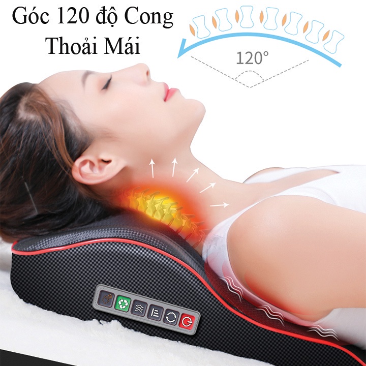 Đệm massage toàn thân JVJ đa điểm rung - Gối massage cổ vai gáy đa năng tựa lưng có hồng ngoại | BH 12 Tháng