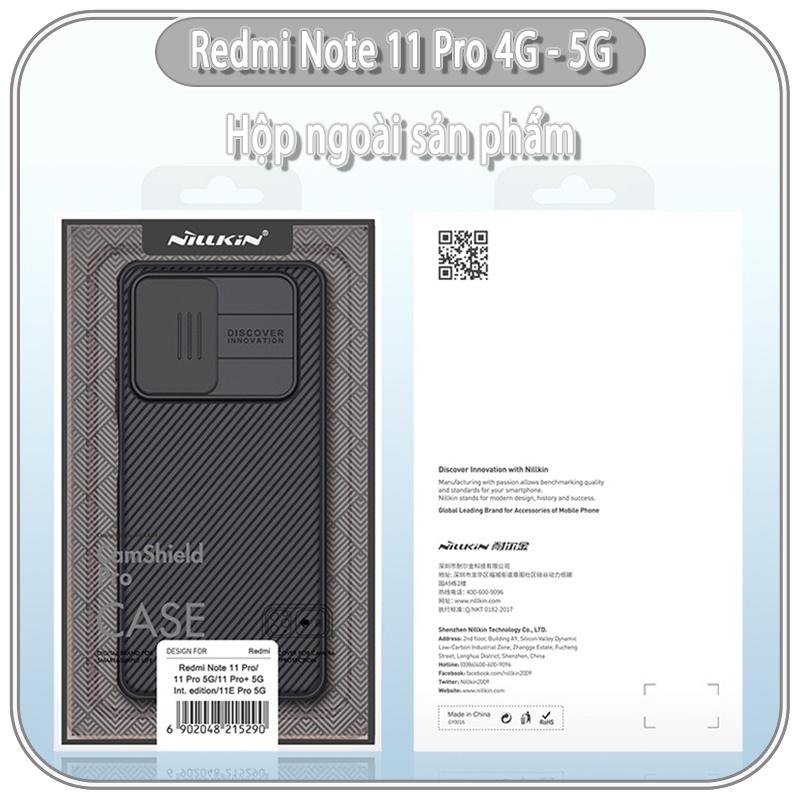 Ốp lưng cho Xiaomi Redmi Note 11 Pro 4G 5G quốc tế - Note 12 Pro 4G,Nillkin CamShield che camera - hàng nhập khẩu