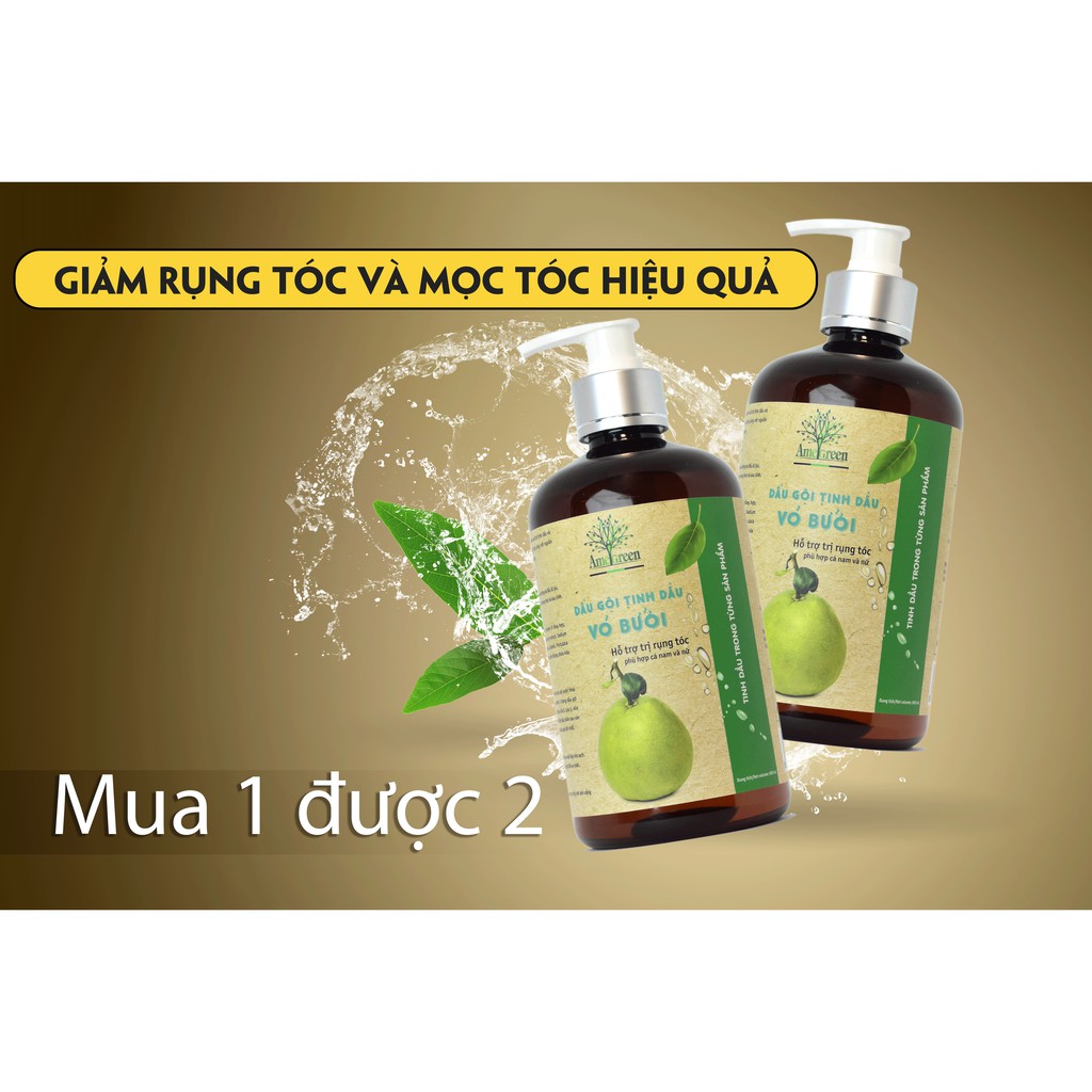 (MUA GÌ TẶNG ĐÓ) Dầu Gội Tinh Dầu Bưởi Trị Rụng Tóc AmeGreen 600ml