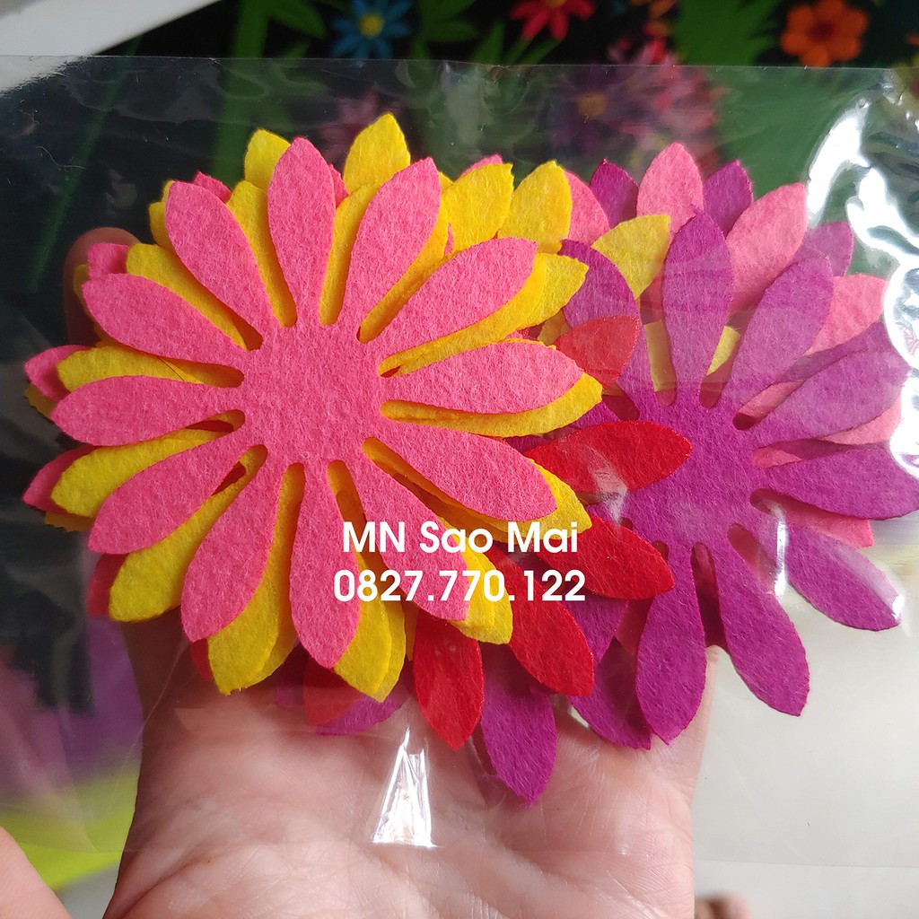 Túi 15 hoa 7cm vải nỉ mầm non