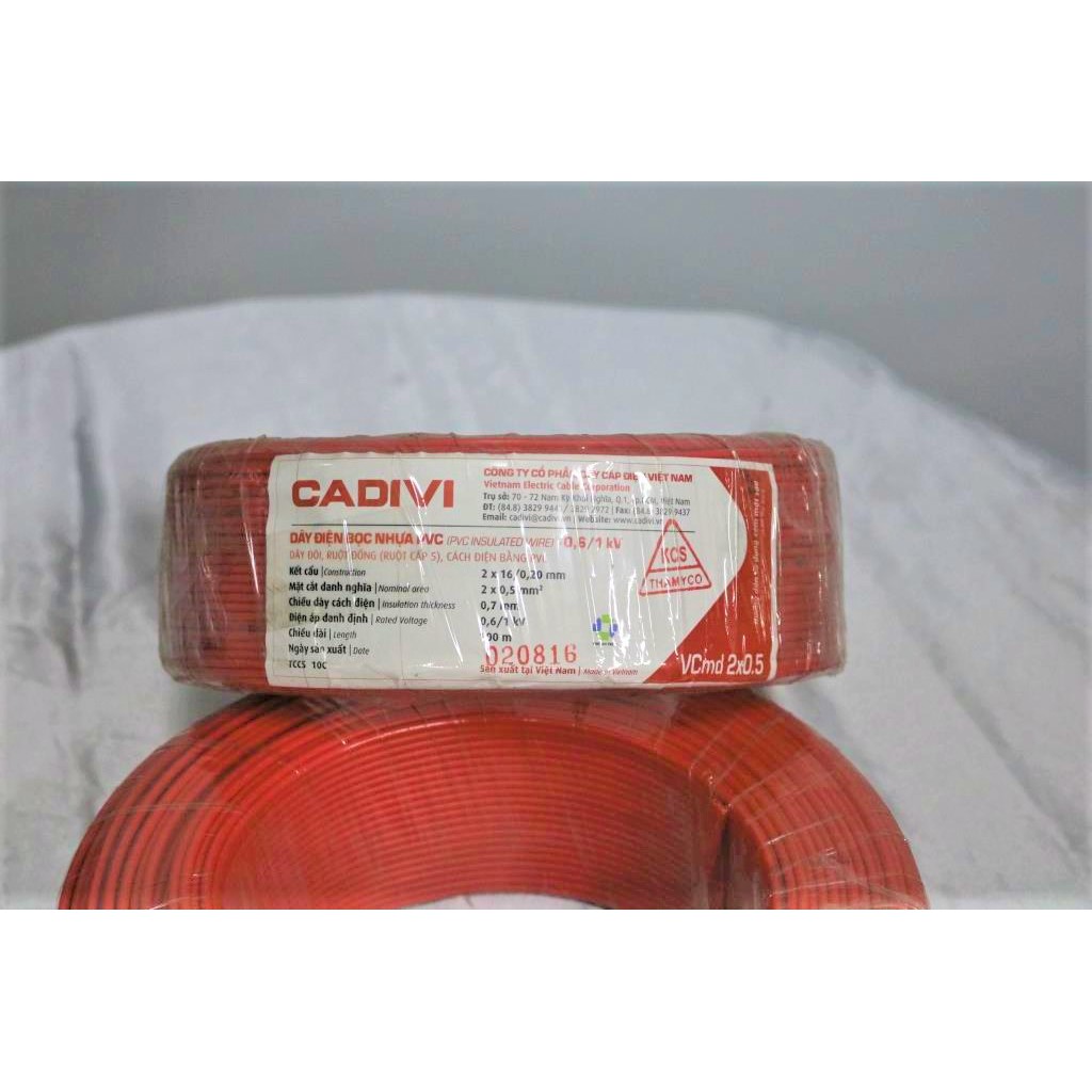 10m dây điện đôi cadivi 2x0.5