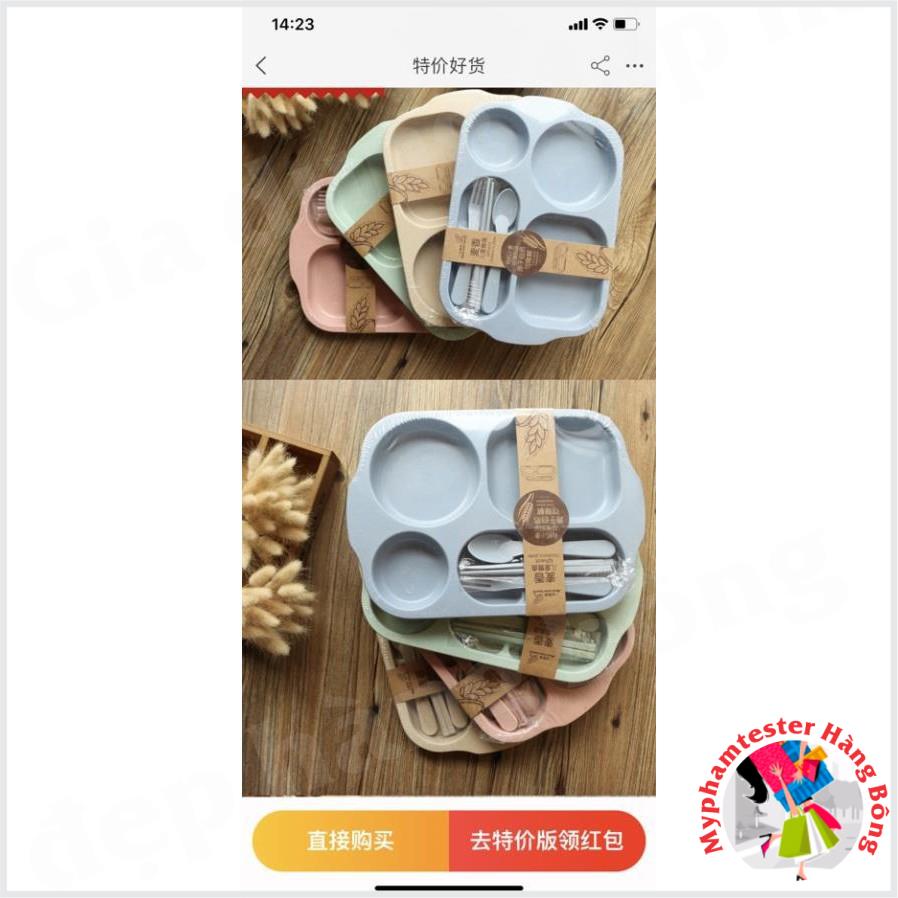 Khay đựng cơm,cháo cho các bé chất liệu nhựa lúa mạch 2 hình