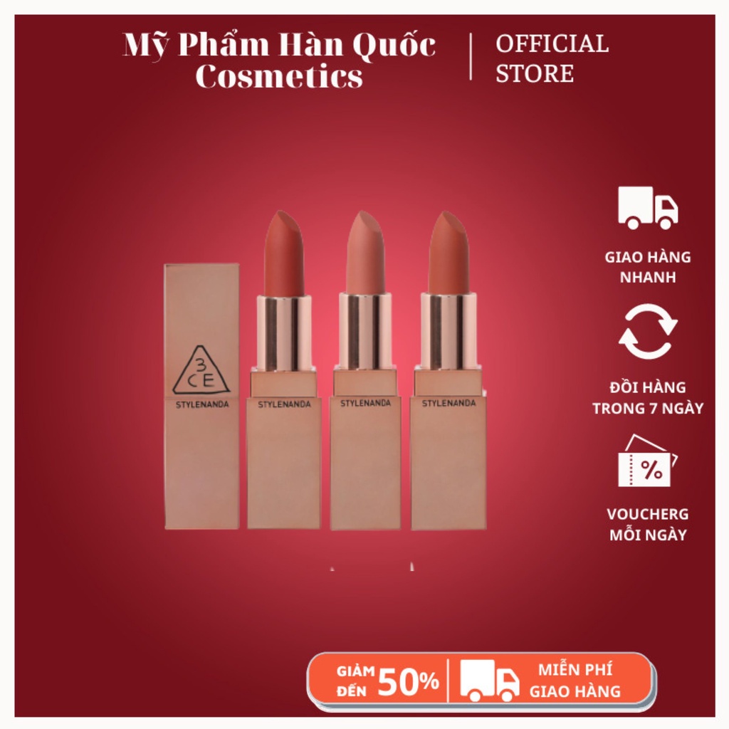 Son Thỏi Lì 3ce Matte Lip Color Màu #227 Benchmark - Cam Đất