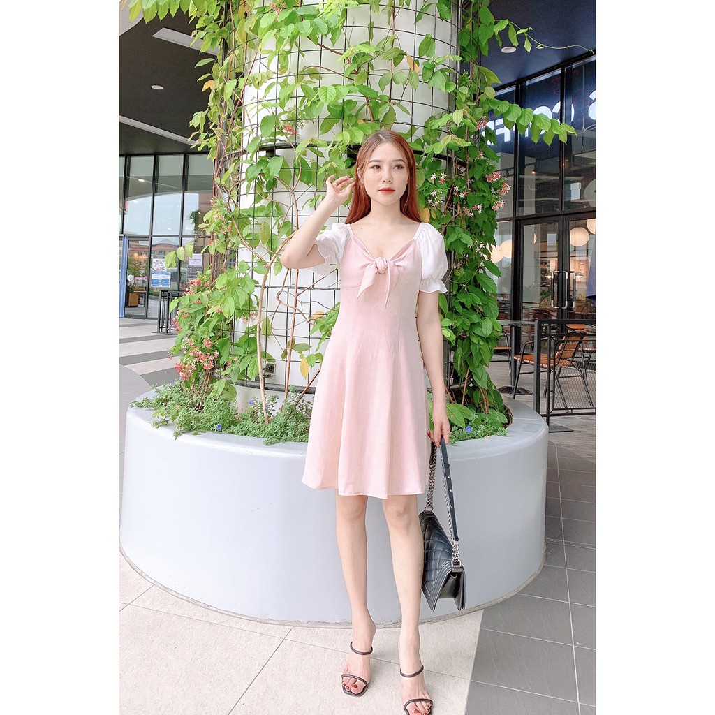 Đầm xòe ngắn tay phối tay DEA0385 | BigBuy360 - bigbuy360.vn