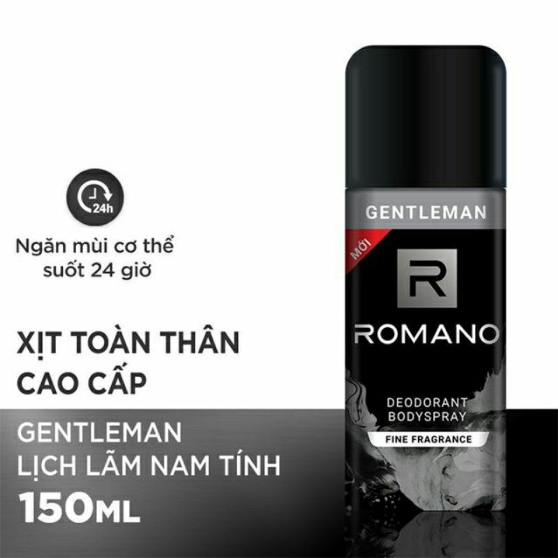 (150ml) Xịt khử mùi Romano Gentle Man