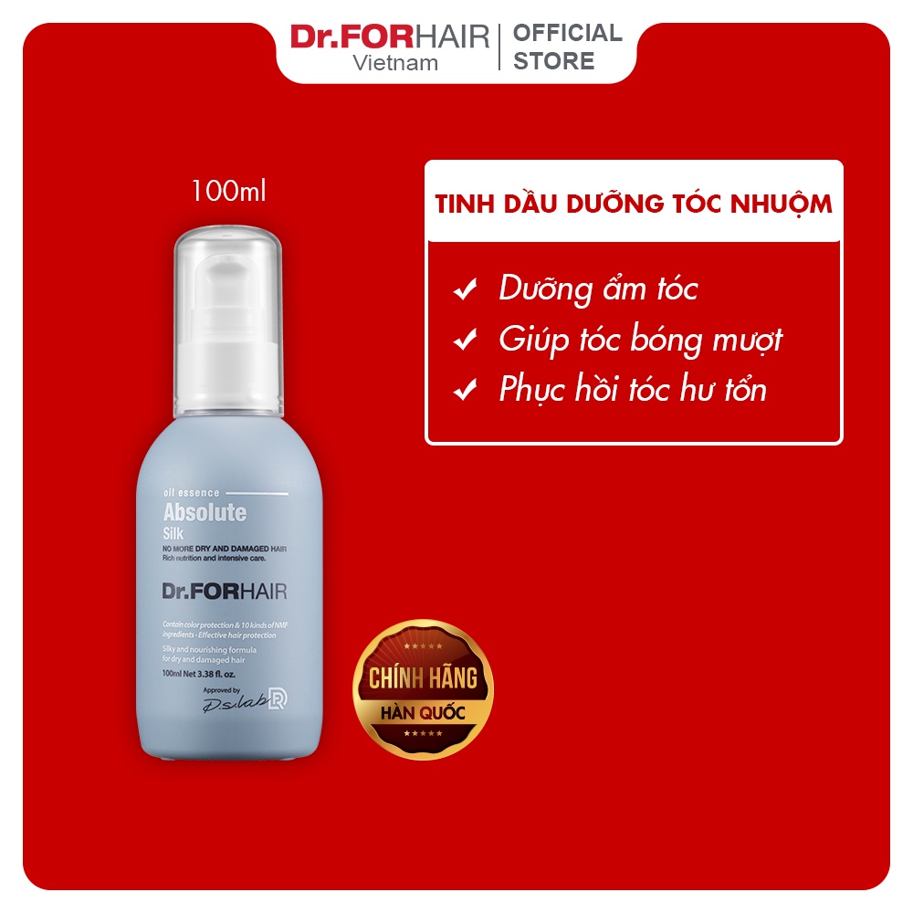 Chai xịt dưỡng tóc uốn nhuộm, tinh chất nuôi dưỡng và chăm sóc tóc Dr.ForHair Absolute Silk Oil Essence 100ml