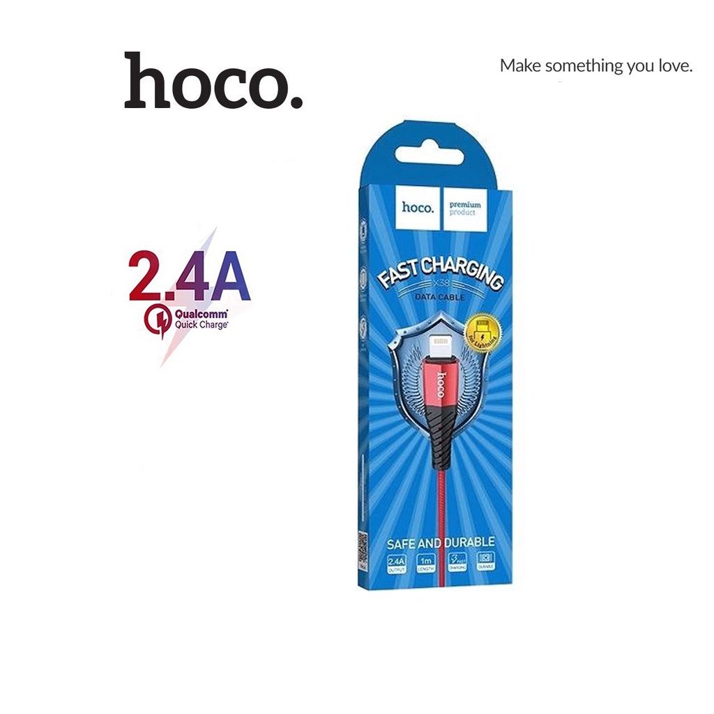 Cáp sạc hoco. X38 sạc nhanh 2.4A dây dù cao cấp chống gãy gập dài 1M