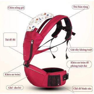 Địu ngồi em bé có đỡ cổ