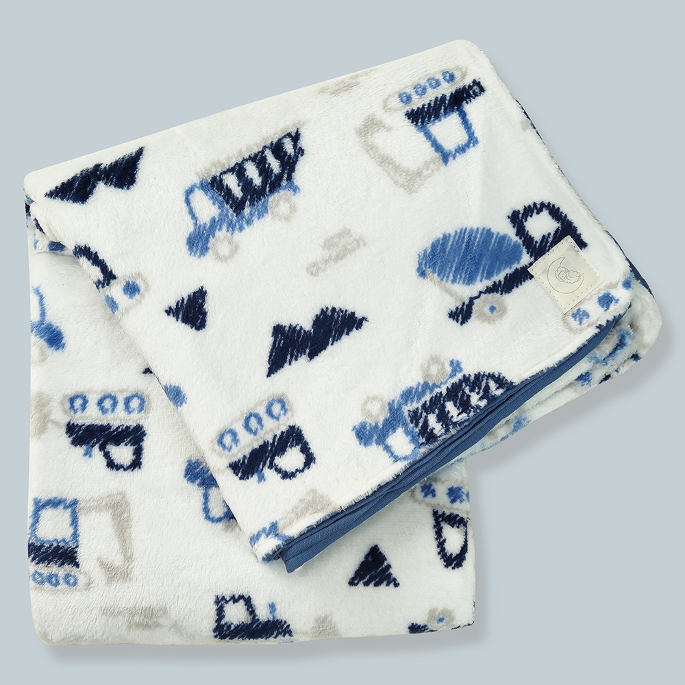 Chăn bông 2 lớp hình xe Animo B2203_NK005 cho bé (100x110cm) - Xanh