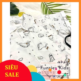 Hot- sét áo sơ mi khủng long + nón cho bé trai
