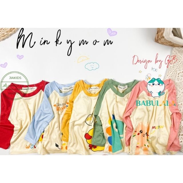 Bộ Dài Tay Thun Lạnh Minky Mom Chính Hãng Cho Bé Gái Bé Trai 1 2 3 4 5 6 7 8 Tuổi-Đồ Bộ Cho Bé-BABULALA-DT15