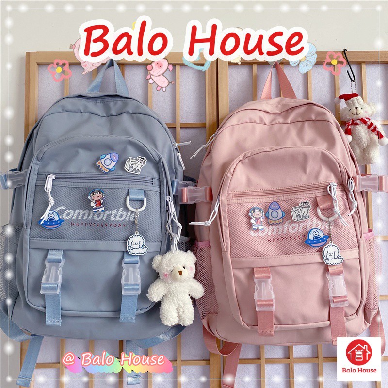 Balo Hàn Quốc Nhiều Ngăn, Tặng Sticker Cài Cặp - Balo House BL2201