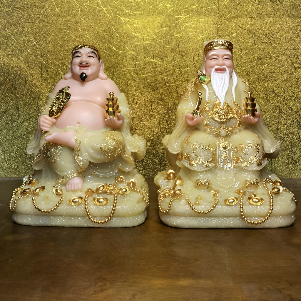 Bộ Thần Tài Thổ Địa Vàng Thạch Anh Bột Đá Cao Cấp mẫu mới cao 20cm-30cm-40cm - SIÊU THỊ PHẬT GIÁO SALA
