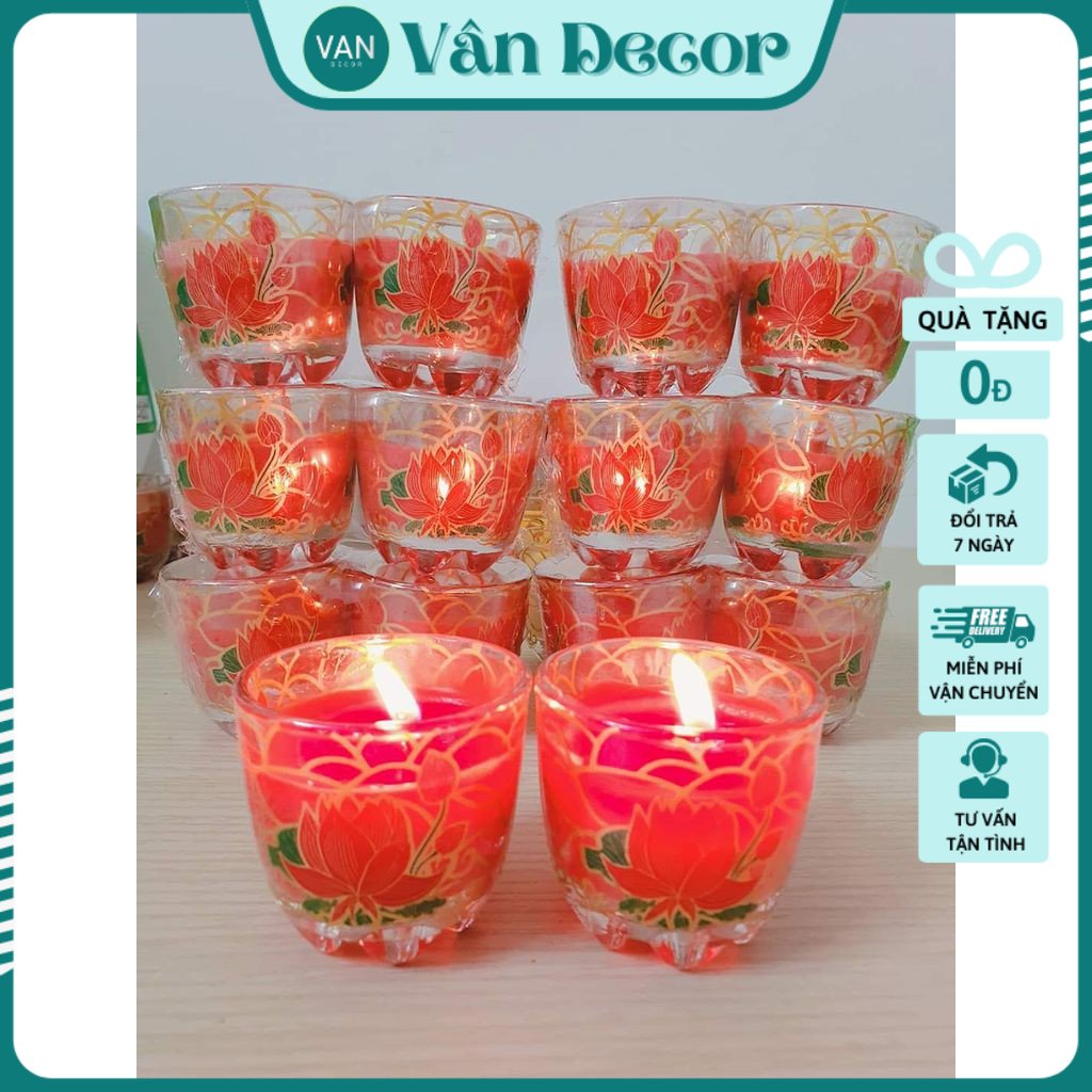 Nến bơ cốc T01 hoa sen ( hộp 6 cặp)